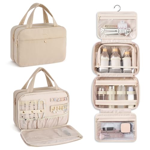 Hanke Hanging Travel Toiletry Bag for Women with Jewelry Organizer