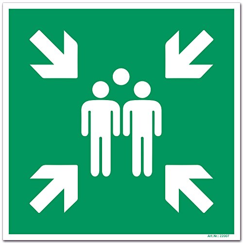 Panneau de signalisation « Point de rassemblement » ASR A1.3/BGV A8/DIN ISO 7010 - Plaque composite en aluminium solide de 3 mm d'épaisseur Cover