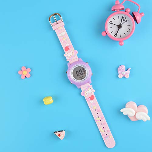 Image of Kids Watches 3D Cartoon Waterproof 7 Color Lights Toddler Wrist Digital Watch with Alarm Stopwatch Birthday Gift for 3-10 Year Boys Girls Little Child