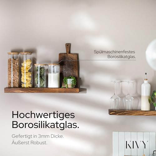KIVY Vorratsgläser mit Deckel Luftdicht [4x 1200ml] - Vorratsdosen Glas mit Deckel - Glasbehälter mit Deckel...