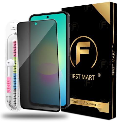 Image of FIRST MART Privacy Tempered Glass for Samsung Galaxy A27 With Cable Guard & Installation Kit | Anti-Spy 9H Screen Protector, Edge-to-Edge, Case-Friendly | Black
