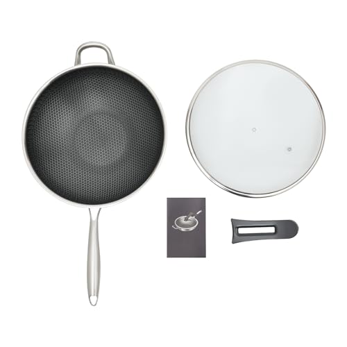 Wok de acero inoxidable 13 pulgadas con tapa y mango miniatura 6