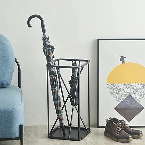 Porte-parapluies d'intérieur noir en fer de 56 cm pour 12 grands parapluies - 5