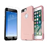 OtterBox Commuter Series Case for iPhone 8 Plus & iPhone 7 Plus (ONLY) - (Not Compatible with Other iPhone 7/8 Models) - with Screen Protector - Bundle Packaging - Ballet Way (Pink Salt/Blush)