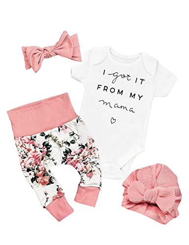 Image of WIQI Cute Baby Girl Outfits Spring Summer Clothes Short Sleeve Romper Floral Pant Set Oufits Infant Baby Clothes Girl 0-3 Months