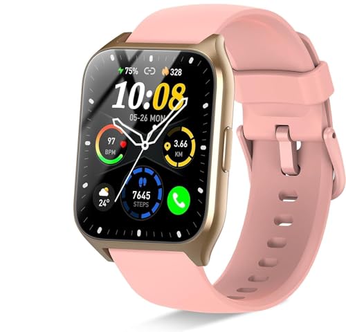 Image of Smart Watch for Men Women (Answer /Make Calls), 1.85 inch HD Fitness Smartwatch | Fitness Tracker with Heart Rate and Sleep Monitor, 110+ Sports Modes, IP68 Waterproof Activity Tracker for iOS /Android, Pink