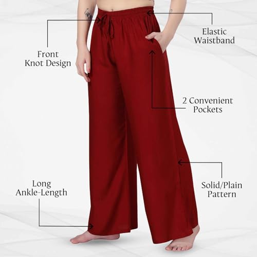 Image of TRASA Women's and Girls Cotton Reyon Regular Fit Palazzo Pants - Available Size - L, XL, 2XL, 3XL