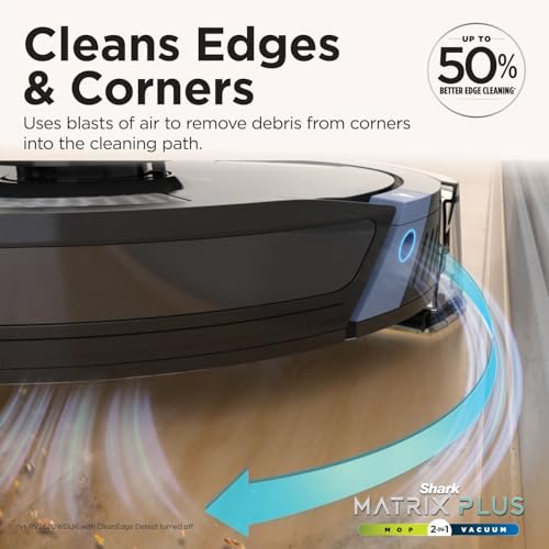 Shark Matrix Plus 2-in-1 Robot Vacuum Cleaner & Mop with LiDAR Home Mapping, Matrix & Edge Cleaning for Carpet, Hard Floors & Pet Hair, Self-Charging, Anti-Allergen, WiFi/App, Black