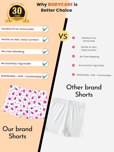 Image of BODYCARE Girl's Cotton Multicolor Boyshorts (Pack of 3)