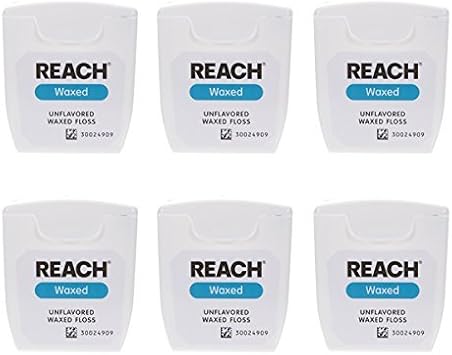 J&J Reach Dental Floss/Wax Non-Flavor, 55 yds 50.3 m x 6-pack, Dental Floss Spool Type