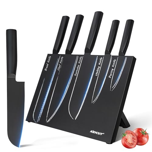 6 Pieces Knife Set with Foldable Magnetic Knife Block, Japanese Knife Sets, High-Grade 5CR - image 1