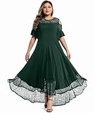 LALAGEN Womens Plus Size Lace Cold Shoulder Long Swing Evening Party Maxi Dress