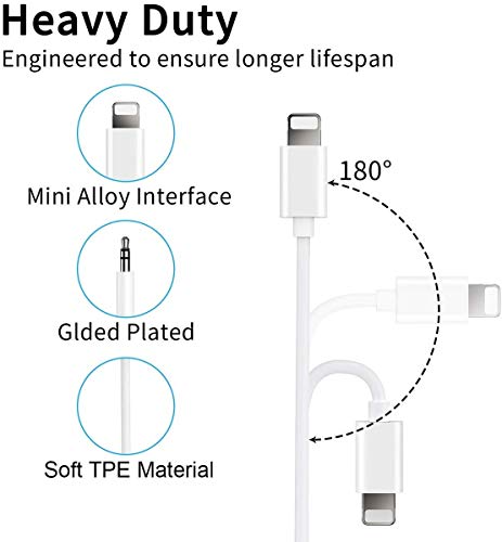 (Apple MFi Certified) AUX Cord for iPhone,Lightning to 3.5mm Headphone Jack Adapter Male Aux Stereo Audio Cable Compatible for iPhone 14/13/12/11/XR/X/8/7 to Car/Home Stereo,Speaker,Headphone