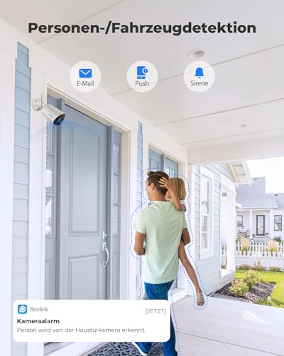 Reolink 2K Überwachungskamera Aussen Akku, Kabellose Solar WLAN Kamera Outdoor mit PIR- & KI-Erkennung, 2,4GHz Wi-Fi, IR-Nachtsicht, Zeitraffer, 2-Wege-Audio, Wetterfest, Argus Eco 3MP mit Solarpanel 3