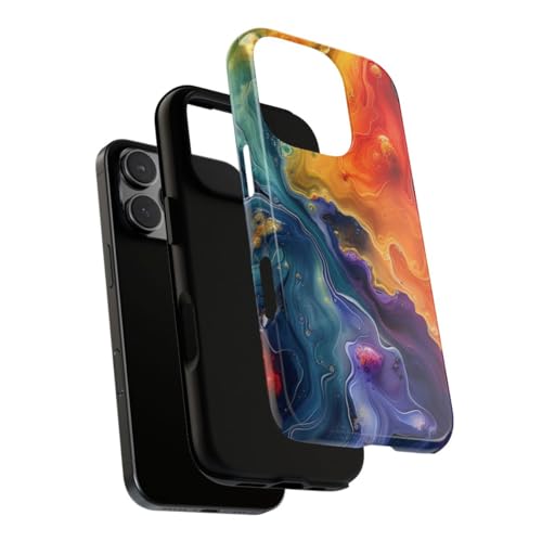 Coque iPhone 16 Pro rigide brillante multicolore protège-objectif
