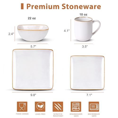Lianyu 16 Piece Square Dinnerware Sets With Mugs thumb #1
