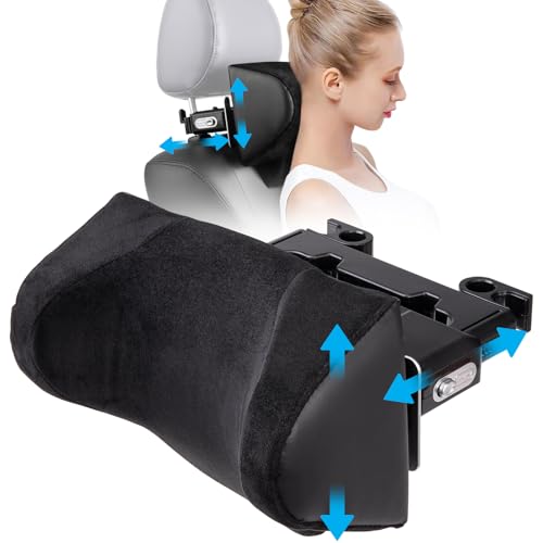 Image of Spurtar Car Neck Pillow Height Adjustable Memory Foam Travel Pillow Headrest for Adults Neck Comfort Pain Relief While Driving Travel - Only Fit for Poles Distance 1.1 inch - 3.9 inch - Not for Children