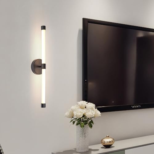 Lámpara de pared LED lineal de 3 temperaturas regulables con acabado negro minimalista para salón 7