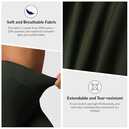 IUHGNEHS Women's Scrunch Butt Lifting Leggings High Waisted Seamless Tummy Control Workout Yoga Pants,Dark Green Medium — view 4