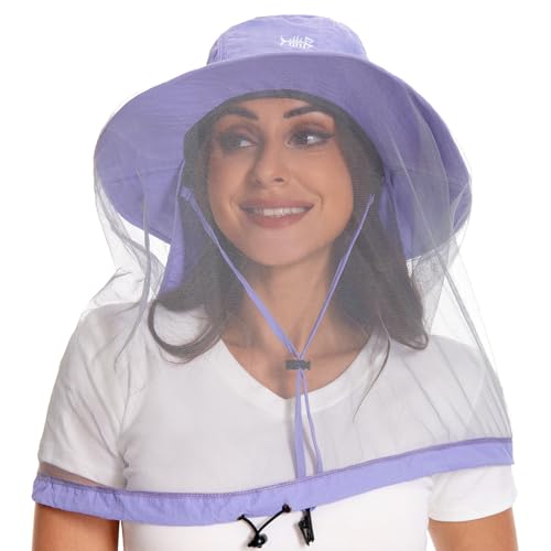Image of BASSDASH UPF 50+ Mosquito Sun Hat with Hidden Head Net and Neck Flap for Men Women Outdoor Fishing Hiking Camping
