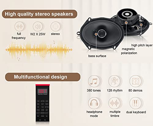Piano numérique 88 touches pleine taille avec touches lestées clavier électrique clavier portable support de piano Bluetooth MIDI for débutants adultes enfants inclus support, triple pédale et taboure - Les Beatles, Paul McCartney, John Lennon, RIngo Starr, George Harrison Piano numérique 88 touches pleine taille avec touches lestées clavier électrique clavier portable support de piano Bluetooth MIDI for débutants adultes enfants inclus support, triple pédale et taboure – Image 7