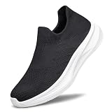 TIANYUQI Slip on Shoes for Men Non Slip Walking Running Zapatos para Hombres Lightweight Breathable Slip on Sock Shoes Black Workout Gym Fashion Sneakers Size 10.5