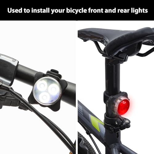 Image of 12 Pieces Bicycle Light Silicone Straps Cycling Bicycle Rubber Straps Light Silicone Mount Band for Bicycle Light Sets, Black