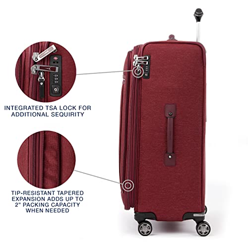 Image of Travelpro Platinum Elite Softside Expandable Checked Luggage, 8 Wheel Spinner Large Suitcase, TSA Lock, Men and Women, Bordeaux Red, Checked Large 29-Inch