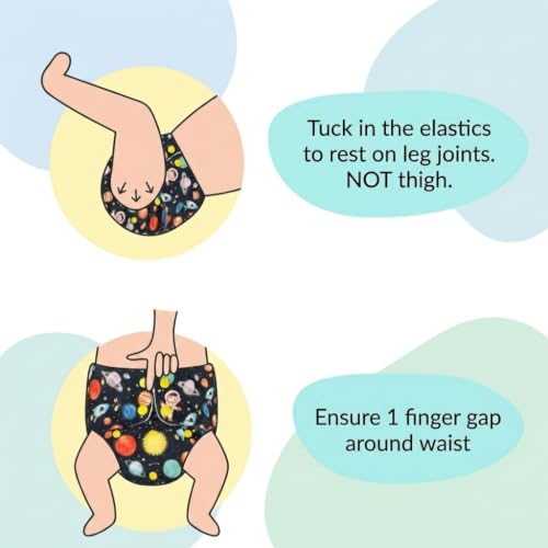Image of Little Pea Adjustable Cloth Diaper for Babies (3 Months-3 Years) | Leak-Proof, Washable & Reusable | Includes 5 Diaper + 5 Absorbent Pad | Free Size (5-18 kg) | Pack of 5