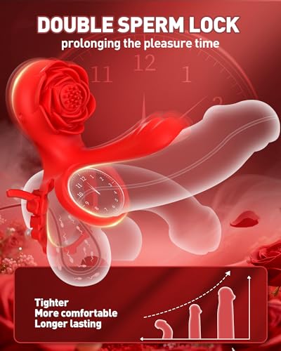 Image of Vibrating Cock Ring Adjustable Penis Ring - Rose Clitoral Stimulator with Dual Motors, 10 Vibration Modes, Adjustable Double Ring for Couples, Silicone Adult Sex Toys for Men & Women