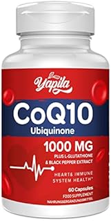 CoQ10 with L-Glutathione 1000mg Capsules - 100% Fermented Coq10 Supplement, High Absorption, Super Strength Coenzyme Q10, Antioxidant Supplements, Soy-Free, Glute-Free, Non-GMO, Vegan