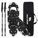 WOLF ARMOR Lightweight Terrain Snowshoes for Men Women Youth, Aluminum Snow Shoes w/ Trekking Poles,