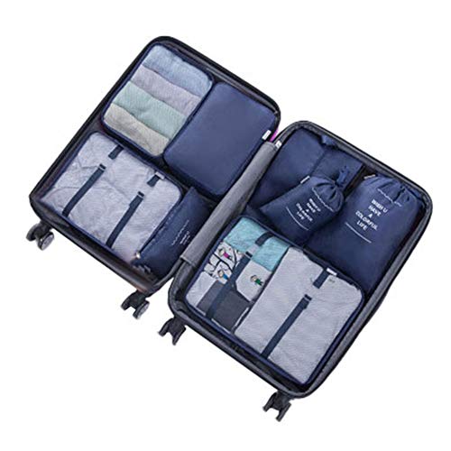 Cdet. Juego de 8 Bolsas de Almacenamiento para Ropa de Viaje, Equipaje, Ropa Interior, Acabado de clasificación, Bolsa de Almacenamiento de 8 Piezas (Azul Marino)
