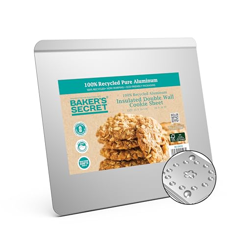 Bakers Secret Pure Aluminum Insulated 16 inch Cookie Sheet Commercial Grade, 100% Recycled Alu Cookie Sheet Extra Thick - The Natural Aluminum Collection Bakers Secret Pure Aluminum Insulated 16 inch Cookie Sheet Commercial Grade, 100% Recycled Alu Cookie Sheet Extra Thick - The Natural Aluminum Collection