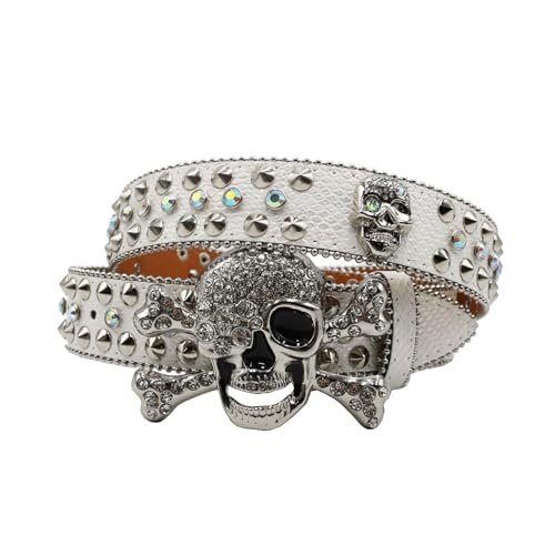 Ceinture strass et rivet clouté crâne pour pantalon jean