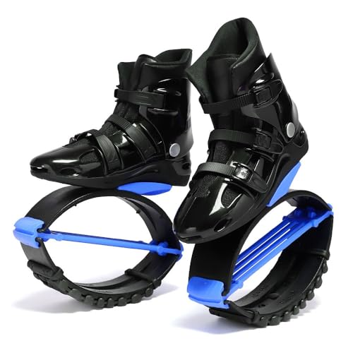 MCRTAYHUL Jumping Bounce Shoes for Men Women, Bouncing Running Boots, Kangaroo Jump Shoes with 4 pcs Tension Springs Comfortable and Stylish Design for Exercise Fitness and Fun(Blue/Black,XX-Large)