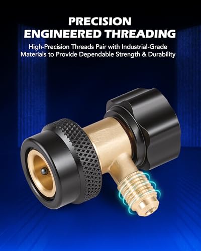 Image of OMT R134a Adjustable Quick Coupler Adapters, High /Low 2pc, 1 /4 inch Male Flare | For AC Evacuation & Recharge on Cars, Trucks, SUVs, Home Units; Leak-Free O-Ring Seal, Aluminum & Brass, 6-Ball Couplers