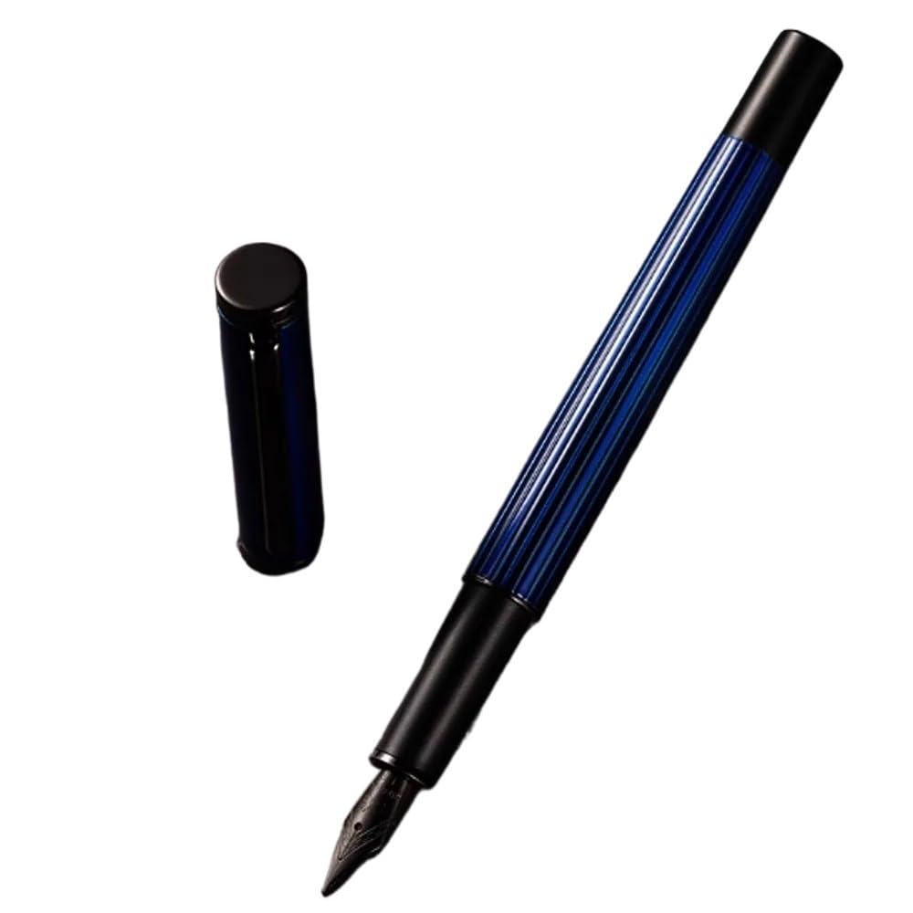 Füllfederhalter aus Metall und Messing mit EF-Feder für Schule, Schreiben, Blau/Rot/Schwarz (Blau, EF (ca. 0,38 mm))