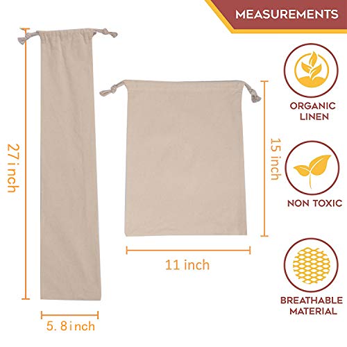 HXMLS 5Park Linen Bread Bags,Reusable Drawstring Bag For Loaf, Homemade Artisan Bread Storage Bag,Linen Bread Bags For Baguette - Thumbnail 3