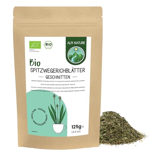 Alpi Nature Spitzwegerich Tee BIO 125g, Spitzwegerich Blätter getrocknet, Wegerich Tee lose