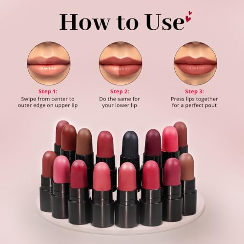Image of ENN Beauty Mini Velvet Lipstick Set (16 Shades) + pH Magic Stick - Long-Lasting, Ghee & Natural Oil Infused, Velvet Finish, Waterproof & Travel-Friendly Lipstick Combo for Women | 16 Different Shades