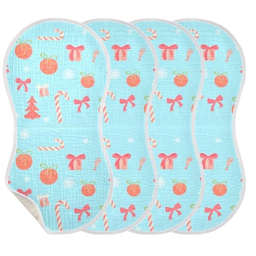 2 Pack Baby Burp Cloths, Soft Absorbent Burping Cloths for Babies, Cotton Milk Spit Up Rags, Large Size for Newborns, Baby Boys and Girls (Candy Cane Pattern)3