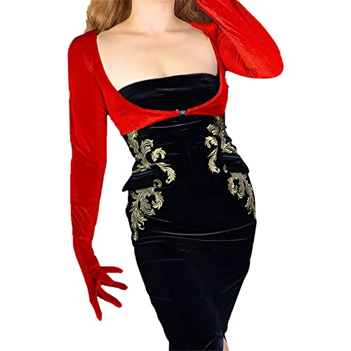 Image of DooWay Velvet Bolero Gloves TECH Touchscreen Shrug Crop Top Dance Evening Shawl