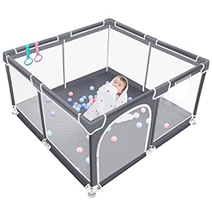 Baby Playpen,VOOI Baby Play Yards,47x47inch Small Playpen for Babies and Toddlers,Indoor & Outdoor Playard for Kids…