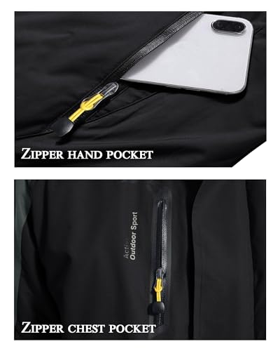 KEFITEVD KEFITEVD Skijacke Herren Regenjacke Wasserdicht Dick Winterjacke mit Fell Warm Gefütterte Fleecejacke Funktionsjacke Schwarzgrau 3XL - Funktionsansicht 5 | TV | Video | Foto