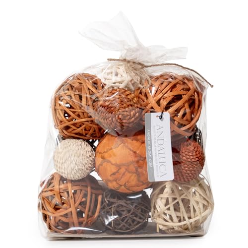 Image of ANDALUCA Large Decorative Vase Filler Bag with Orbs, Balls (Burnt Orange)