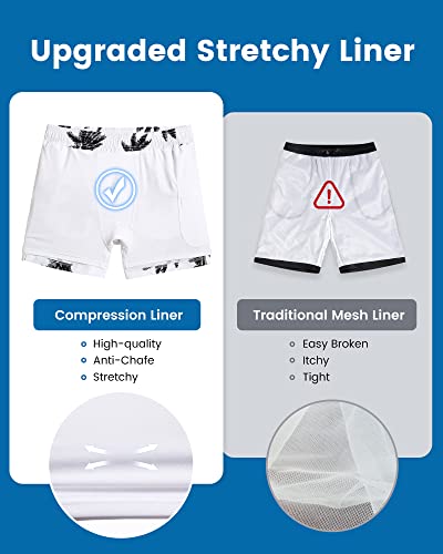 Image of maamgic Mens Swim Trunks with Compression Liner 5 Inch, Quick Dry Bathing Suit with Zipper Pockets, No-Chafing Swim Shorts