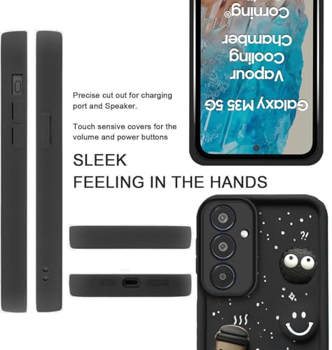 Image of GoldKart Back Case Cover Compatible for Samsung Galaxy M35 5G | Cute Fun Cartoon 3D Ball Coffee Silicone Case | Full Body Protection Back Cover for Samsung Galaxy M35 5G - Black