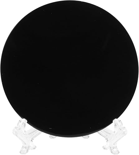COHEALI Espejo rascador de obsidiana negra, placa redonda, espejo de Feng Shui, decoración de escritorio para el hogar, adivinación, meditación,