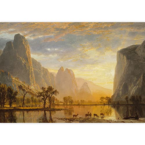 IDEA4WALL Removable Wall Sticker/Wall Mural Pastel Tropical Mountain Valley Nature Wilderness Illustrations Fine Art Farmhouse/Country Landscape Rustic for Living Room, Bedroom, Office - 66"x96"